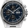 Junkers JUMO Automatik Uhr ETA Valjoux 7750 Saphirglas Chronometer Tachymeter Pilotenuhr (blau-silber)