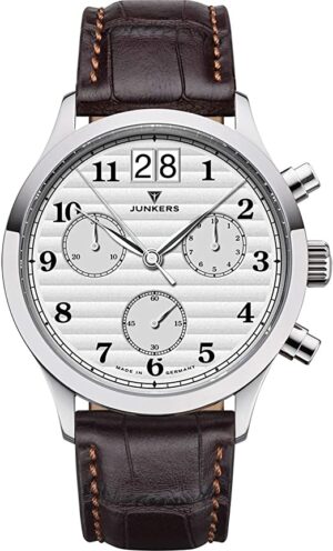 Junkers Tante JU Analog Quarz Uhr Saphirglas (silber-braun)