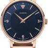 Junkers Therese Damen Analog Quarz Uhr Rosé Vintage (blau-rosegold)