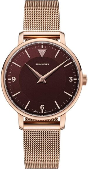 Junkers Therese Damen Analog Quarz Uhr Rosé Vintage (rot-rosegold)