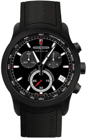Zeppelin Herren Chronograph Quarz Uhr mit Kautschuk Armband 72902 (schwarz)