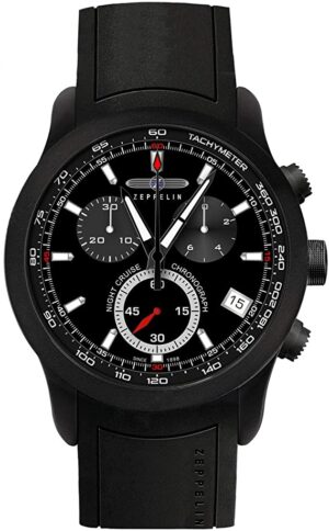 Zeppelin Herren Chronograph Quarz Uhr mit Kautschuk Armband 72902 (schwarz)